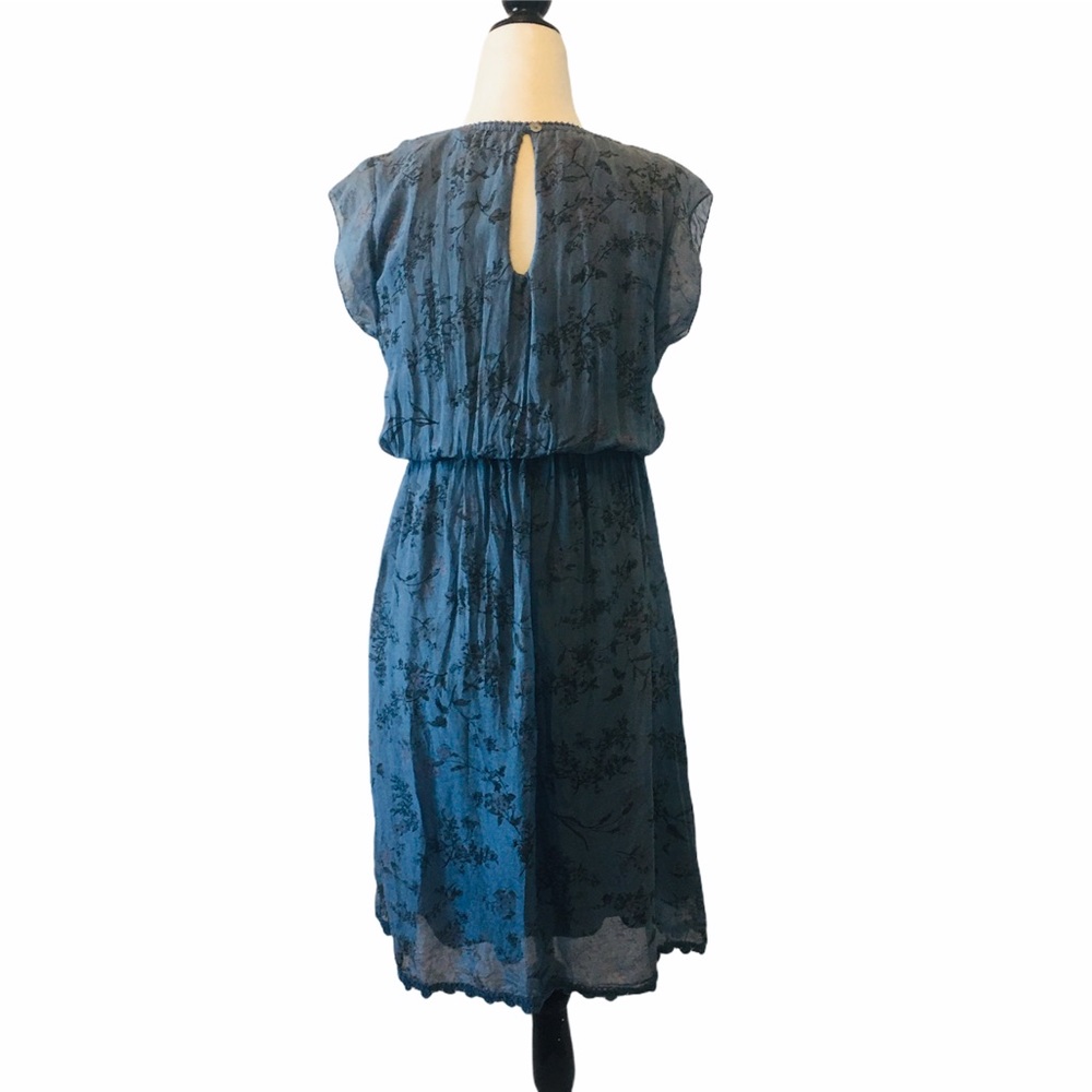 GIULIA 100% Silk Made in Italy Blue Boho Dress L - Picture 5 of 11